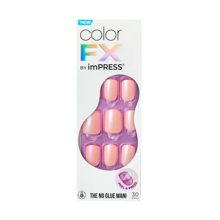 KISS imPRESS Color FX Press on Nails Satellite Pink Short Squoval 30 Count | Walmart (US)
