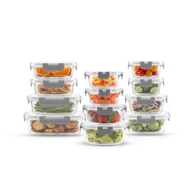 JoyJolt 24-Piece Glass Food Storage Container Set with Leakproof Lids, Light Grey | Wayfair North America