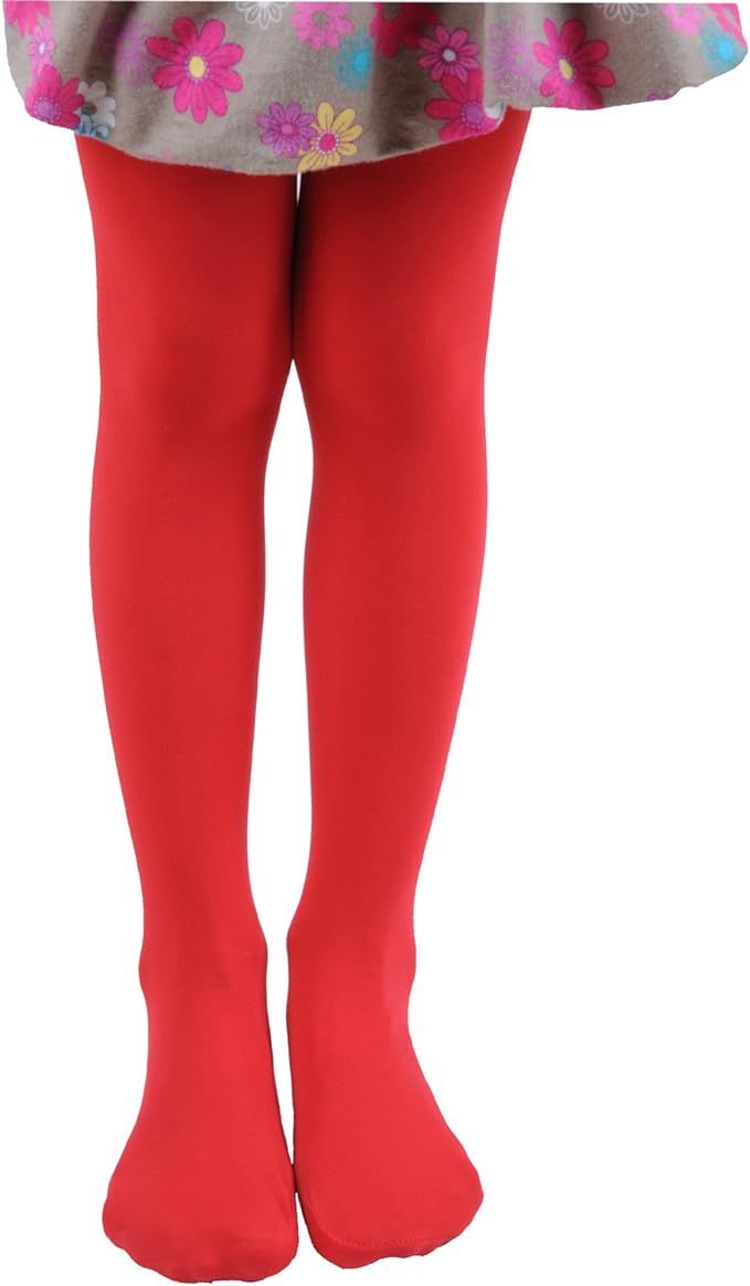 Amazon.com: LEG ELEGANT Girls Microfiber Soft Opaque Footed Tights and Stockings (8-10, Red): Clo... | Amazon (US)