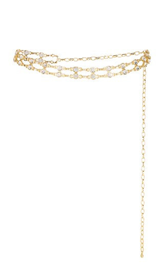 Ettika Double Crystal Chain Link Belt in Metallic Gold. | Revolve Clothing (Global)