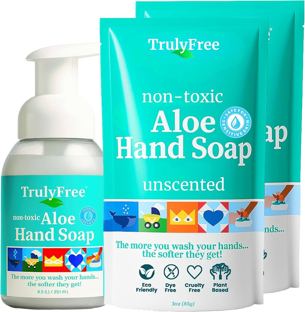 Truly Free Aloe Unscented Hand Soap - 10x Concentrated Aloe Vera, Non-Drying Gentle Cleanser - Ba... | Amazon (US)