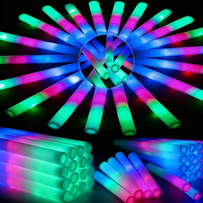44 PCS Foam Glow Sticks with 3 Modes Colorful Flashing, Foam Light Up Sticks, LED Light Sticks, G... | Amazon (US)