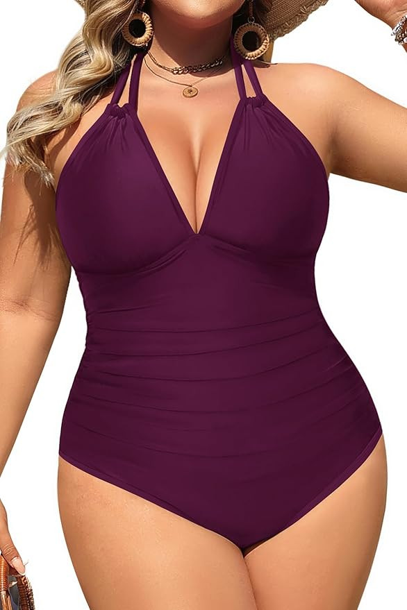 Aqua Eve Plus Size Swimsuits One Piece Bathing Suit for Women Tummy Control Sexy Halter Swimwear | Amazon (US)