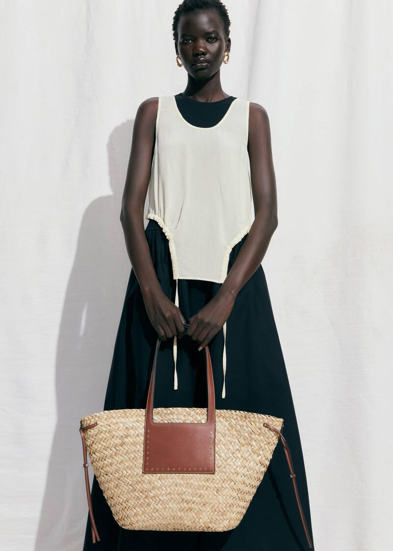 Double strap basket bag -  Women | Mango USA | MANGO (US)