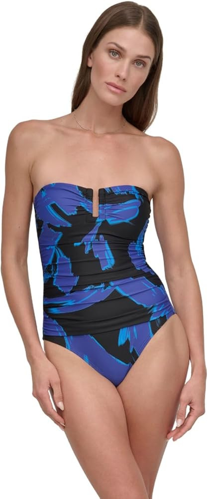 DKNY Womens U-Wire Bandeau One Piece Swimsuit with Tummy Control | Amazon (US)