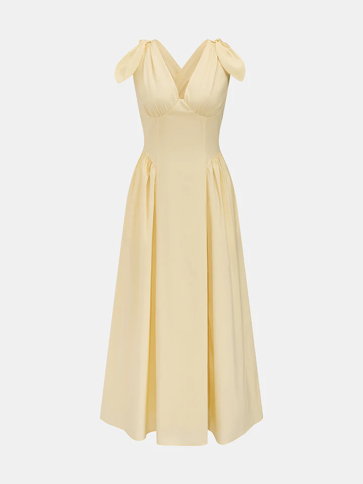 Cross Back Bow Strap Midi Dress | Commense