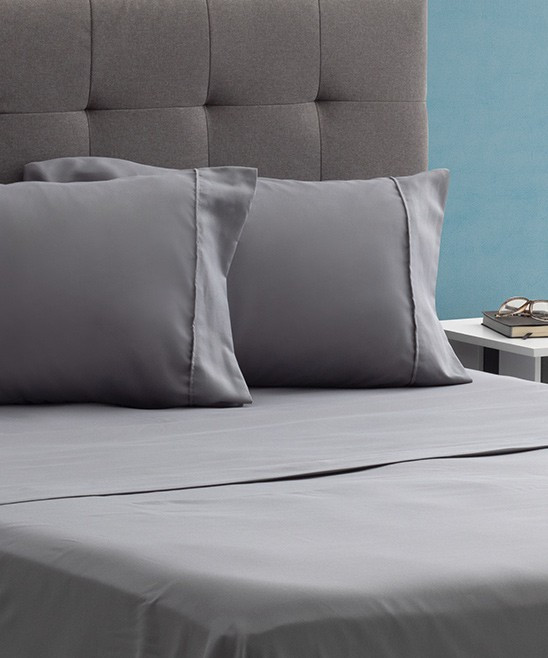 Safdie & Co. Inc. Sheet Sets light - Light Gray Microfiber Sheet Set | Zulily