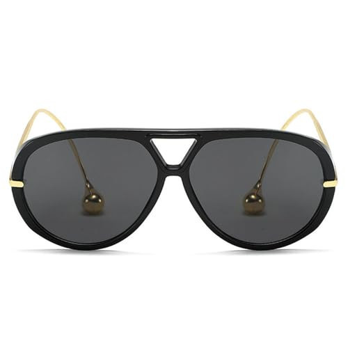 Vintage Oversized Pilot Shield Sunglasses Women Luxury Trendy Goggles Sun Glasses For Ladies Big Frame Eyewear UV400 (C1) | Amazon (US)