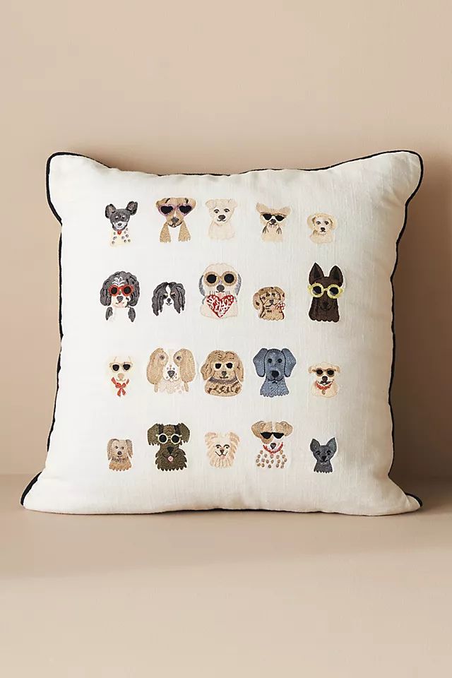 Rifle Paper Co. x Loloi Dog Days Embroidered Pillow | Anthropologie (US)