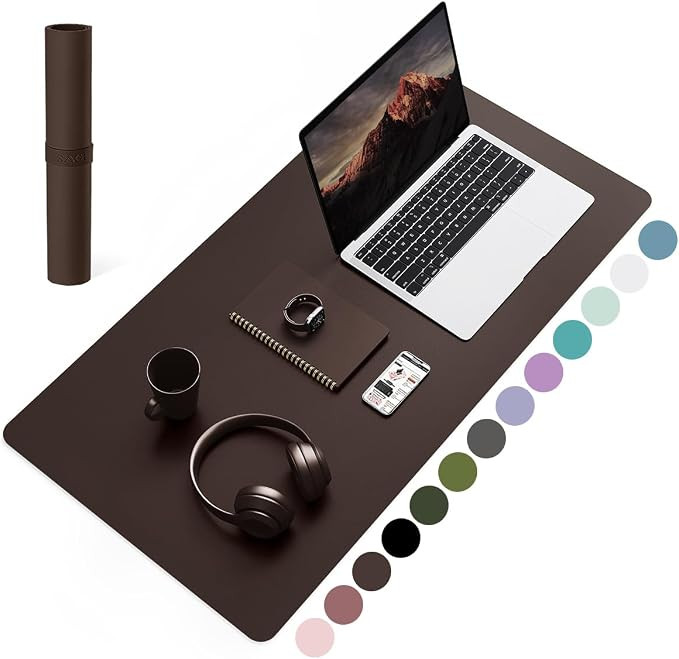 YSAGi Non-Slip Leather Desk Pad, Waterproof Laptop Computer Desk Keyboard Mat, Table Protector Bl... | Amazon (US)