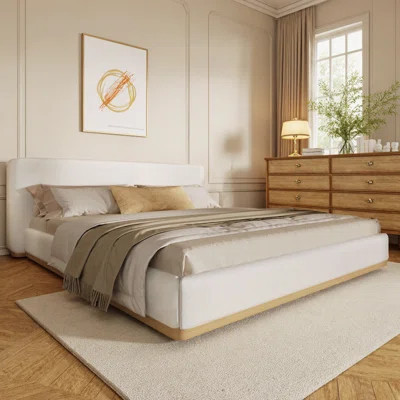 ??Elegant Queen/King Upholstered Platform Bed – Simple, Sturdy, and Skin-Friendly? | Wayfair North America