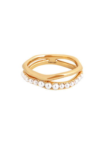 Molten Illusion Pearl 18k gold vermeil ring | Harvey Nichols