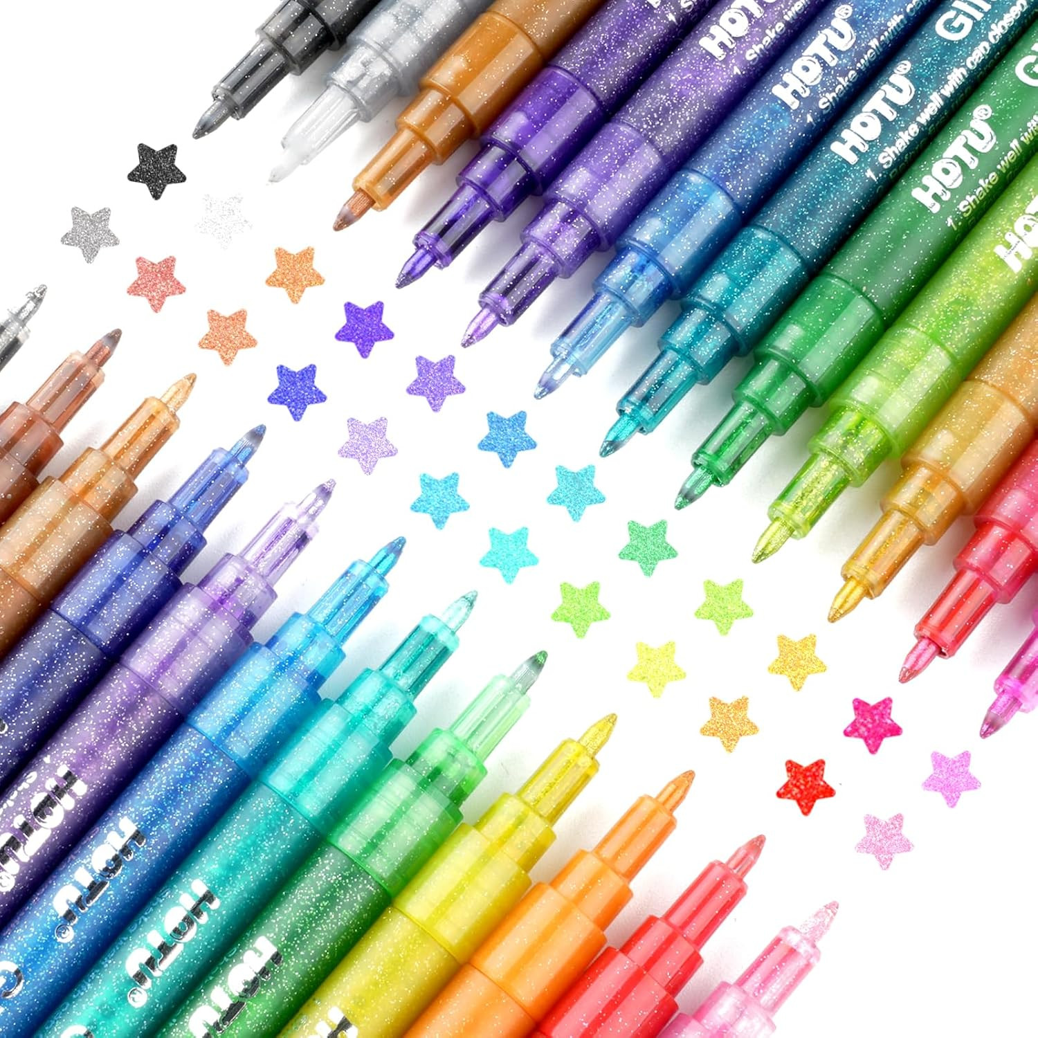 Glitter Markers Pen: 24 Sparkly Colors Metallic Marker 0.7mm Extral Fine Tip Acrylic Glitter Pain... | Amazon (US)