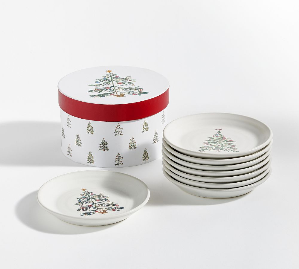 Christmas in the Country Stoneware Appetizer Plates with Box, Set of 8 | Pottery Barn (US)