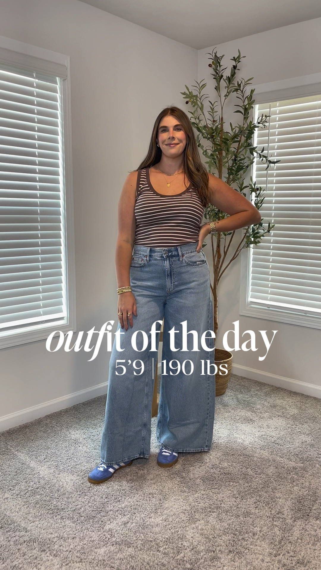 This is my version of put together but still comfy! Wide leg jeans are a hit for me these days. Really love the brown tank top and the blue shoes together too! 

#LTKMidsize #LTKSeasonal #LTKTall