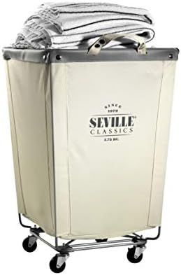 Seville Classics Large Commercial Heavy Duty Rolling Steel Frame Laundry Hamper Canvas Cart Bin, ... | Amazon (US)