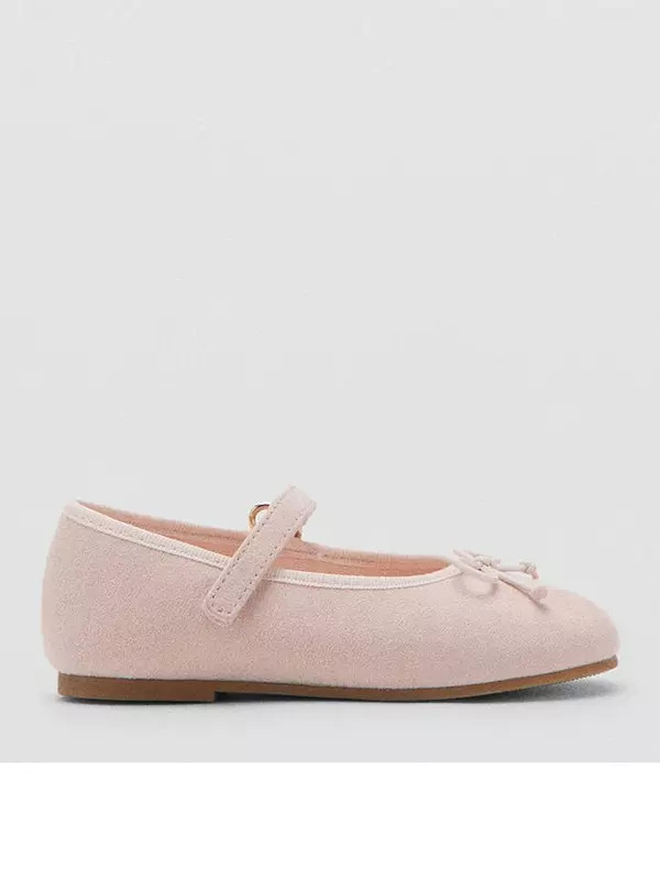 Mango Younger Girls Bow Ballet Shoes - Light Pink | Very (UK)
