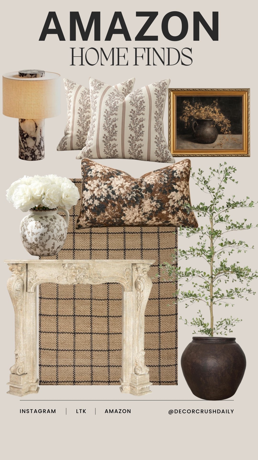 Found some of the prettiest vintage-inspired finds on Amazon that actually look like they’re from an antique shop. ✨ From the moody block print pillows to that stunning black olive tree, these pieces are proof you don’t have to spend a fortune to get that timeless, elevated look. Which find is your favorite? 🕊️🤎

#LTKSeasonal #LTKHome