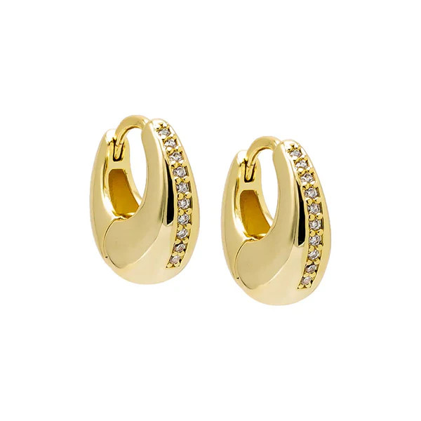 Pave Lined Graduated Huggie Earring | Adina Eden