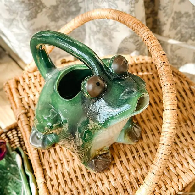 Stoneware Frog Garden Dish Collection Frog Pitcher | Antique Farm House