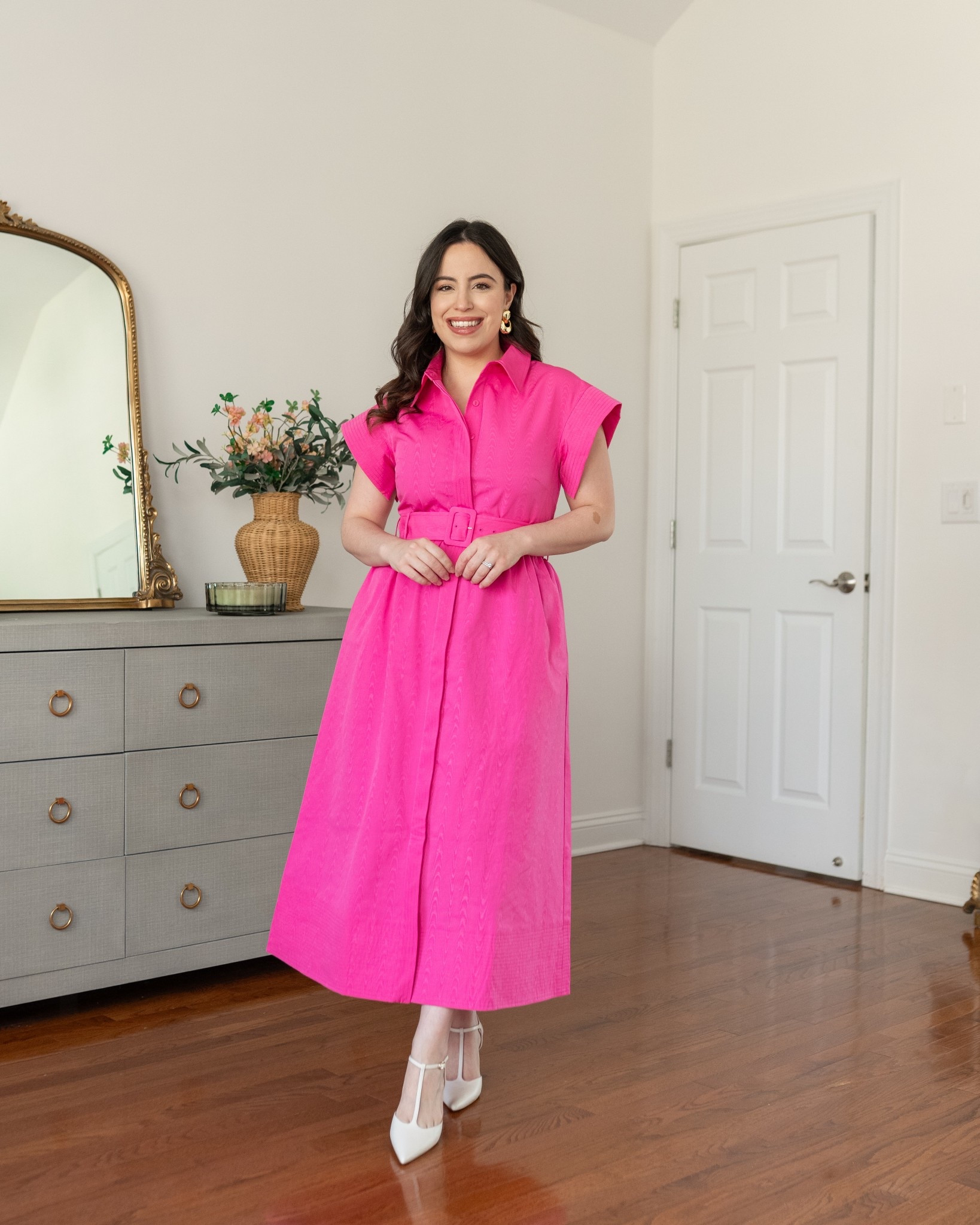 How stunning is this pink midi dress! I have this dress in several colors and the fit is impeccable! Wearing size S

#LTKStyleTip #LTKPetite
