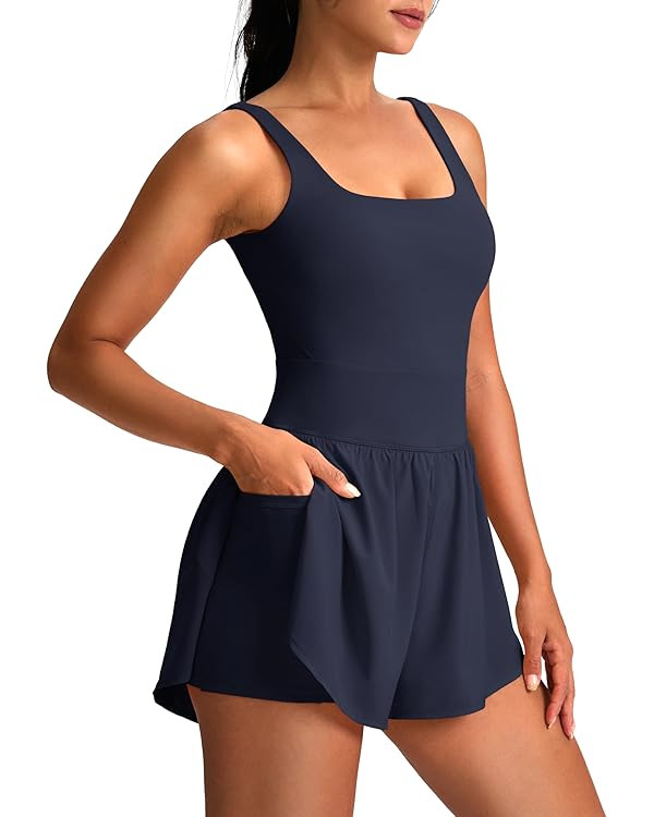 Soothfeel Womens Workout Romper Running Onesie One Piece Jumpsuit Shorts Tennis Gym Active Athlet... | Amazon (US)