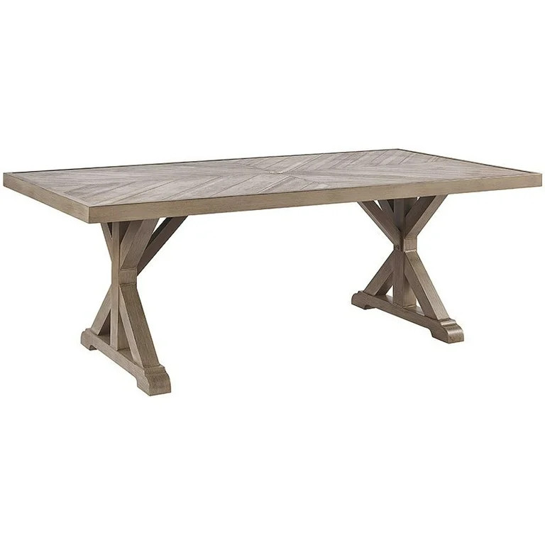 Ashley Furniture Beachcroft Trestle Patio Dining Table in Beige - Walmart.com | Walmart (US)