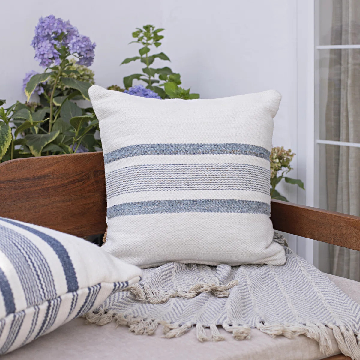 Hendrum Coastal Hand-Woven Reversible Indoor/Outdoor Throw Pillow | Wayfair North America