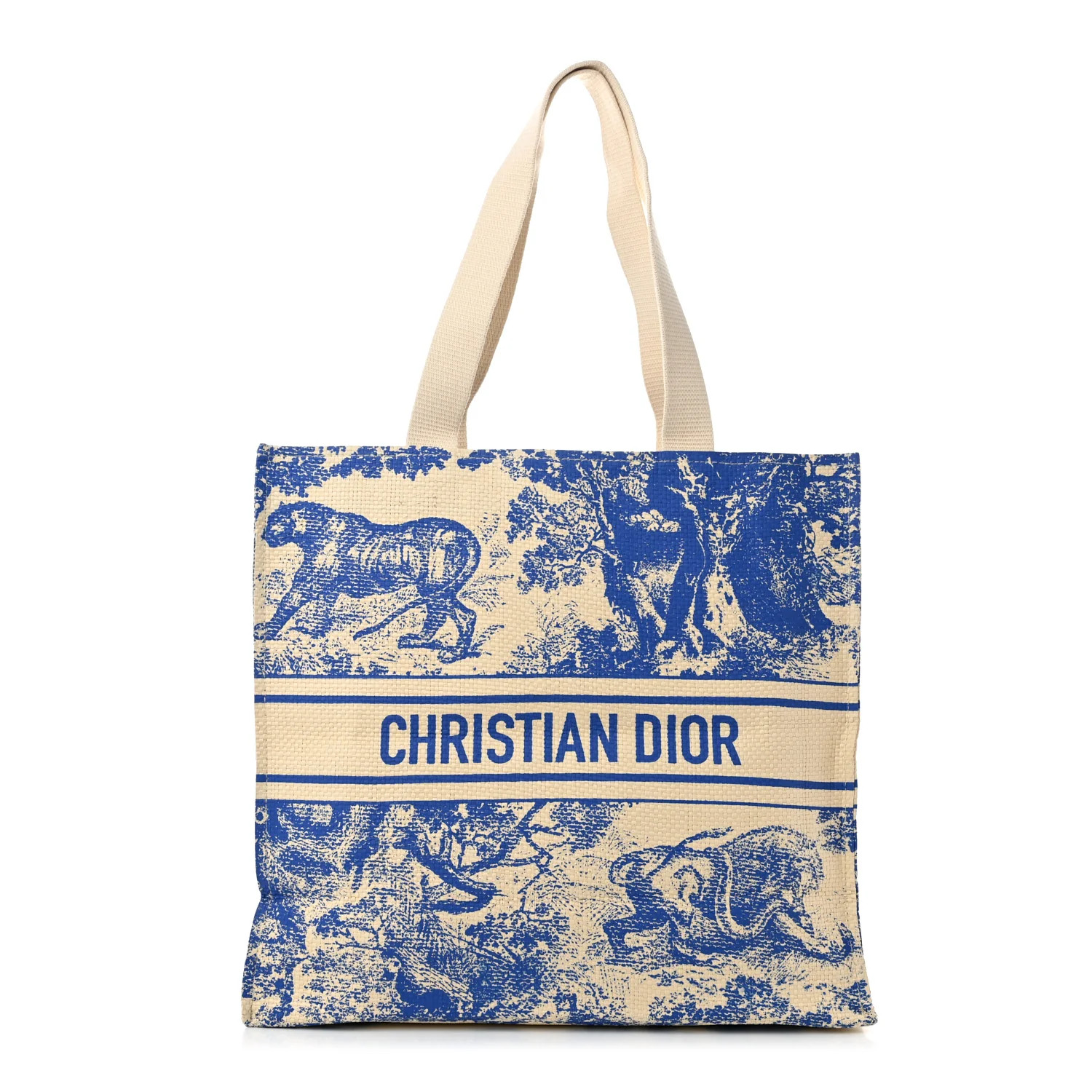 Straw Dioriviera Tote Blue | FASHIONPHILE (US)