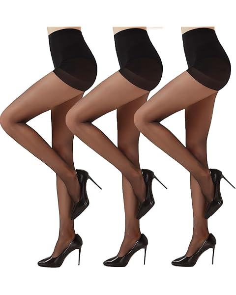 G&Y 3 Pairs Women's Sheer Tights - 20D Control Top Pantyhose with Reinforced Toes | Amazon (US)