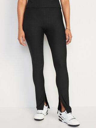Extra High-Waisted PowerSoft Rib-Knit Split Flare Leggings for Women | Old Navy (US)
