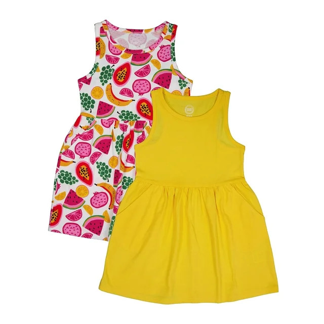 Wonder Nation Girls Tank Play Dress, 2-Pack Sizes 4-18 & Plus | Walmart (US)