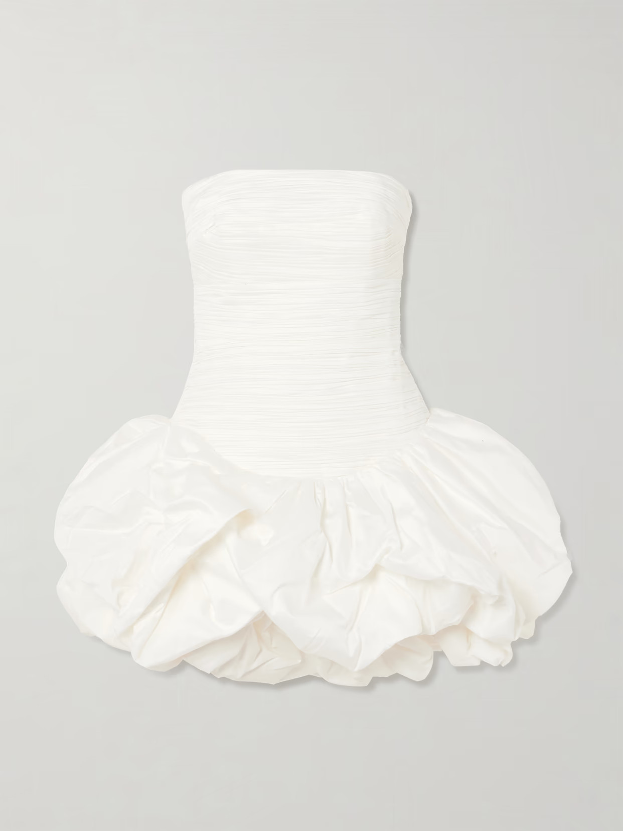 Aje - Violette Strapless Ruched Cotton Mini Dress - Ivory | NET-A-PORTER (US)