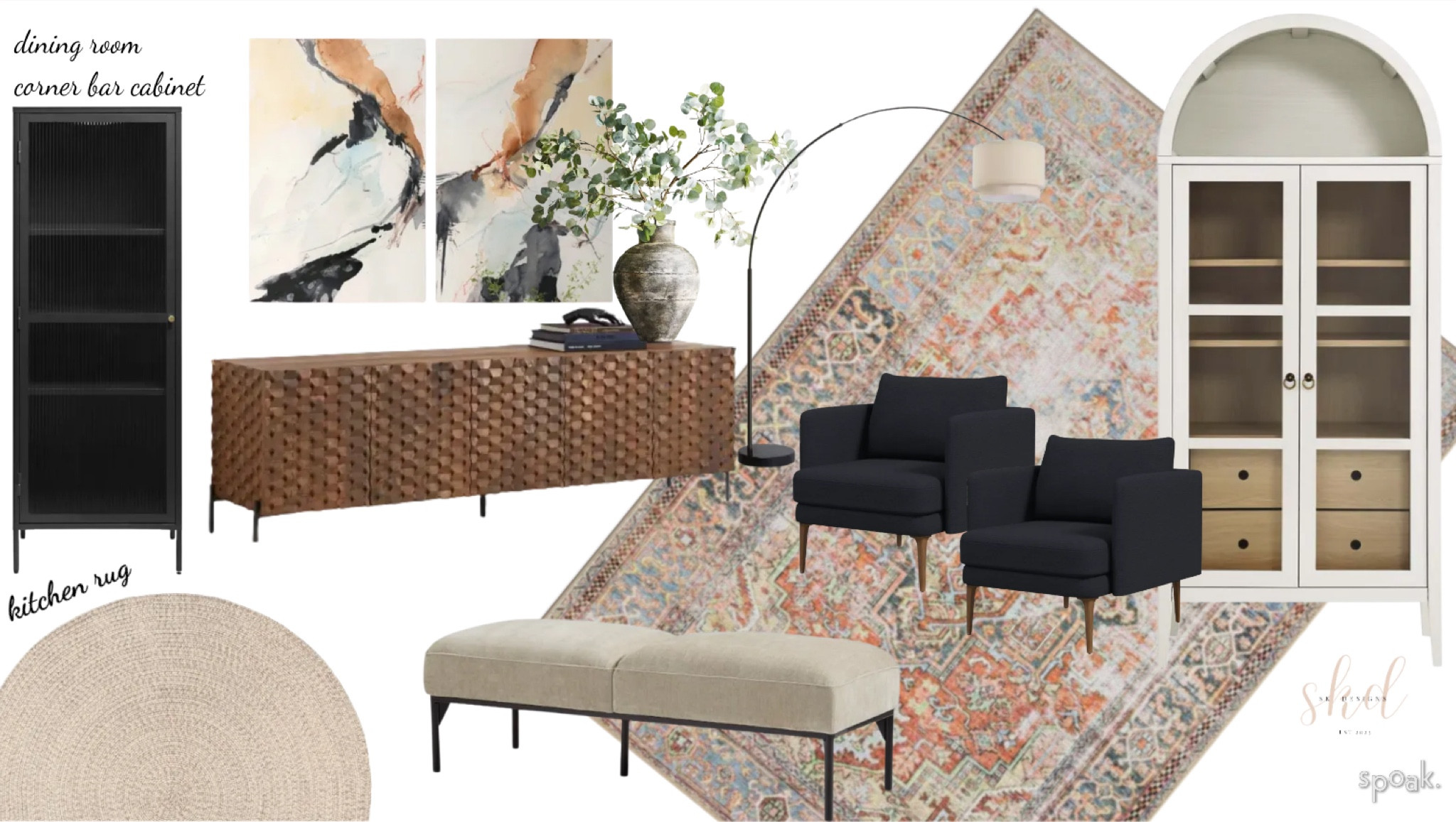 worked on a fun new project for a new client - her front sitting room needed a little pizzaz!! I worked around the existing buffet and navy chairs, and this was option 1 with an arched lamp 🤩

#LTKsalealert #LTKhome #LTKfamily