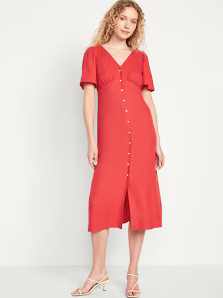 Waist-Defined Midi Dress | Old Navy (US)