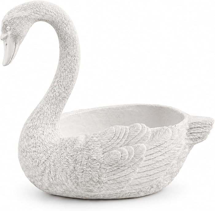 Vintage White Swan Planter Pot, Resin Swan Flower Pot with Drainage Hole for Succulents and Small... | Amazon (US)