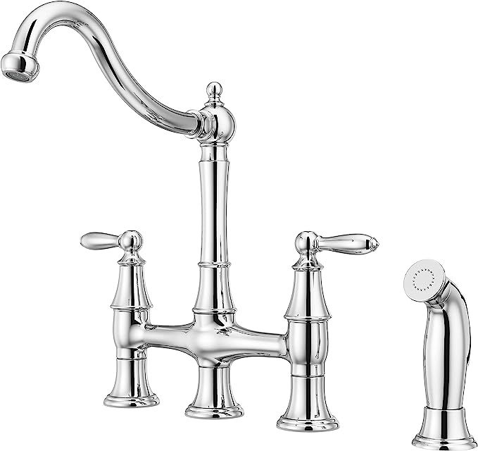Pfister F-031-4COS Courant Bridge Kitchen Faucet with Side Sprayer, Stainless Steel | Amazon (US)
