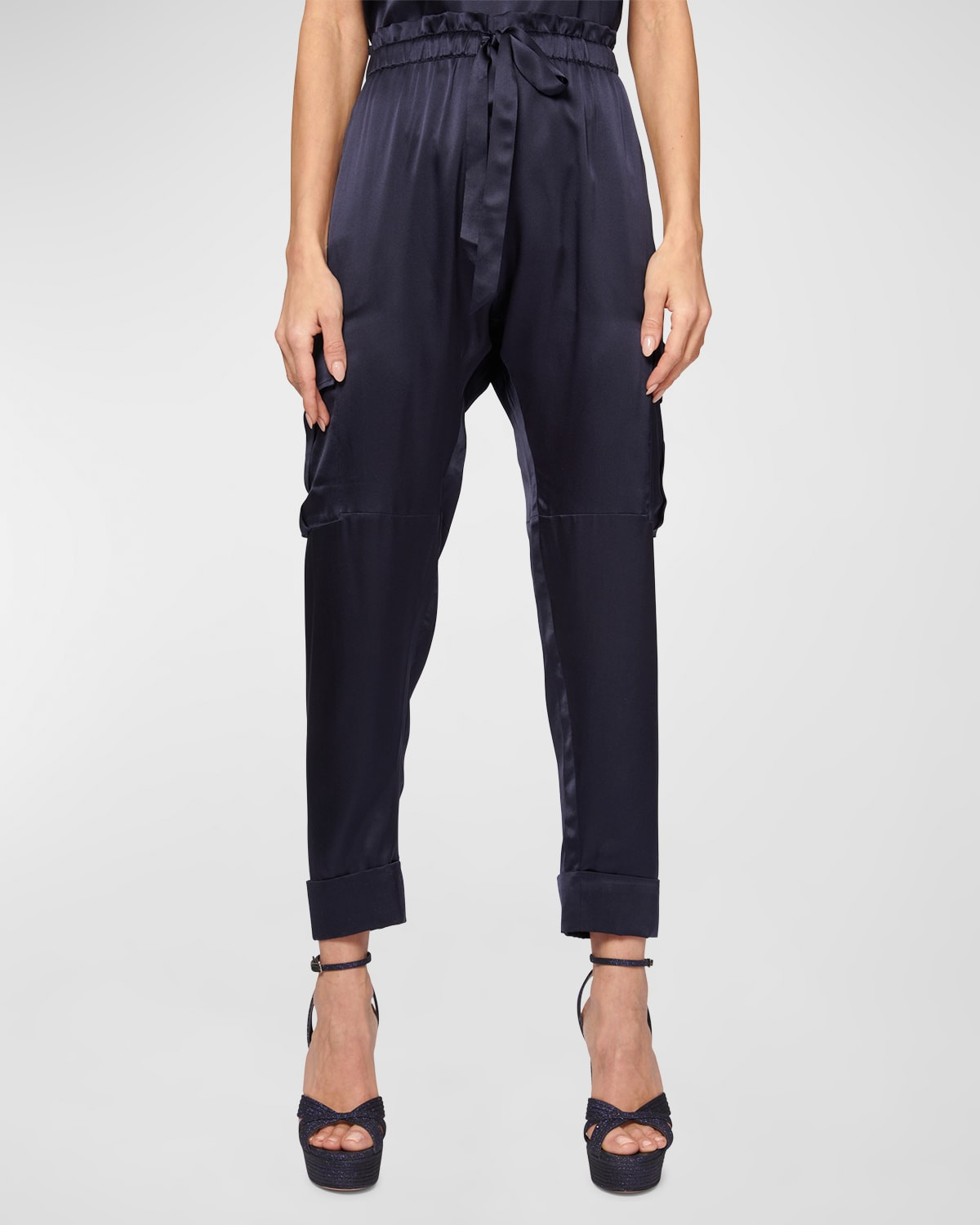 Carmen Cropped Silk Cargo Pants | Neiman Marcus