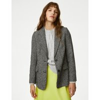 Womens M&S Collection Tweed Relaxed Checked Single Breasted Blazer - Black Mix | Marks and Spencer AU/NZ