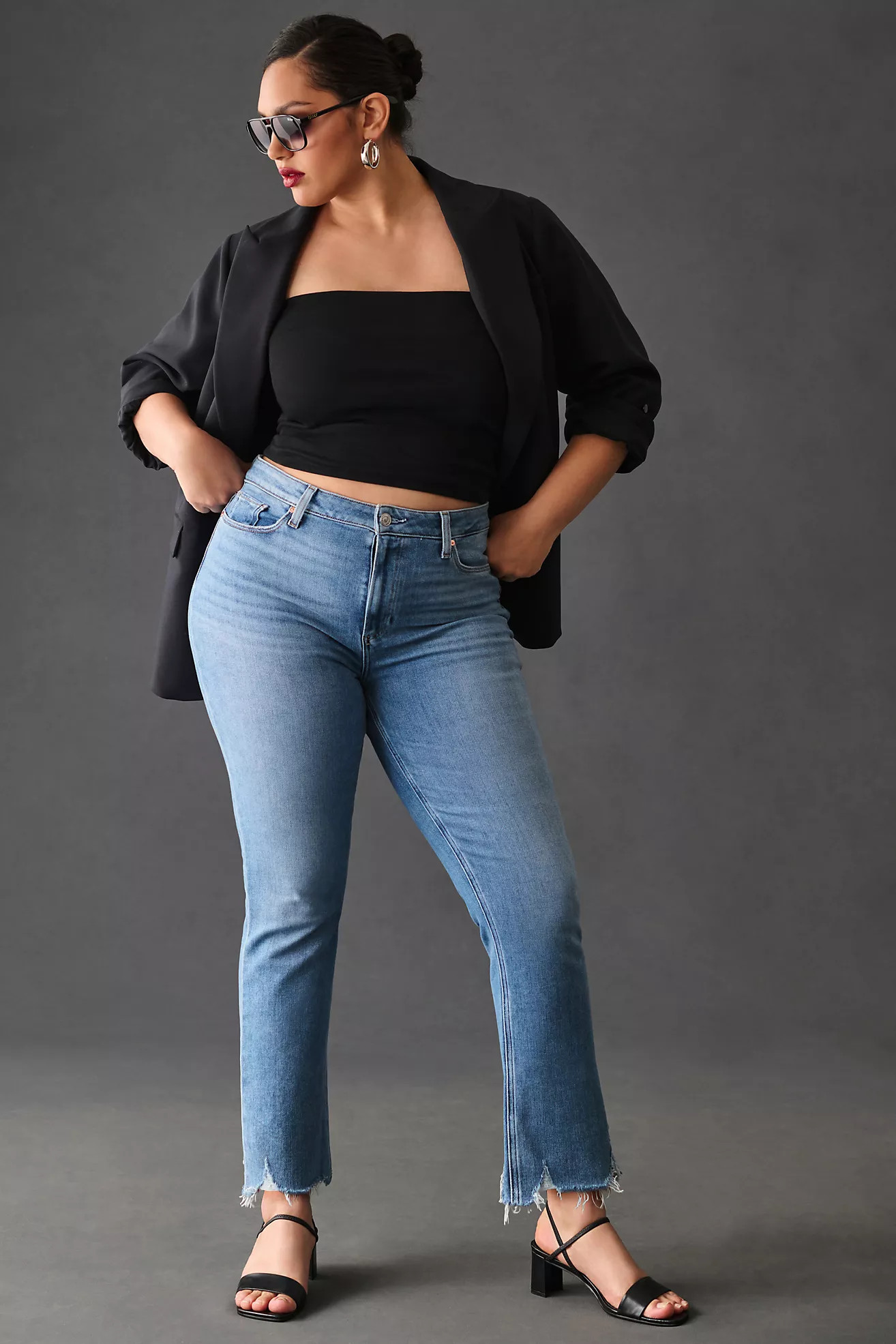 PAIGE Cindy High-Rise Raw Hem Straight Leg Jeans | Anthropologie (US)