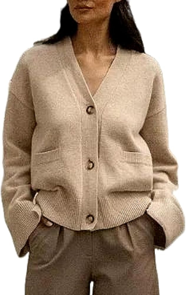 Button Up Cardigan V Neck Sweatshirt Blazer for Work Casual Dressy Coat Old Money Clothes Fall Fa... | Amazon (US)