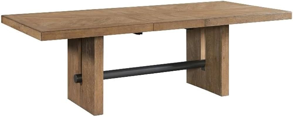 Furniture Modern Wood Trestle Table in Weathered Oak | Amazon (US)