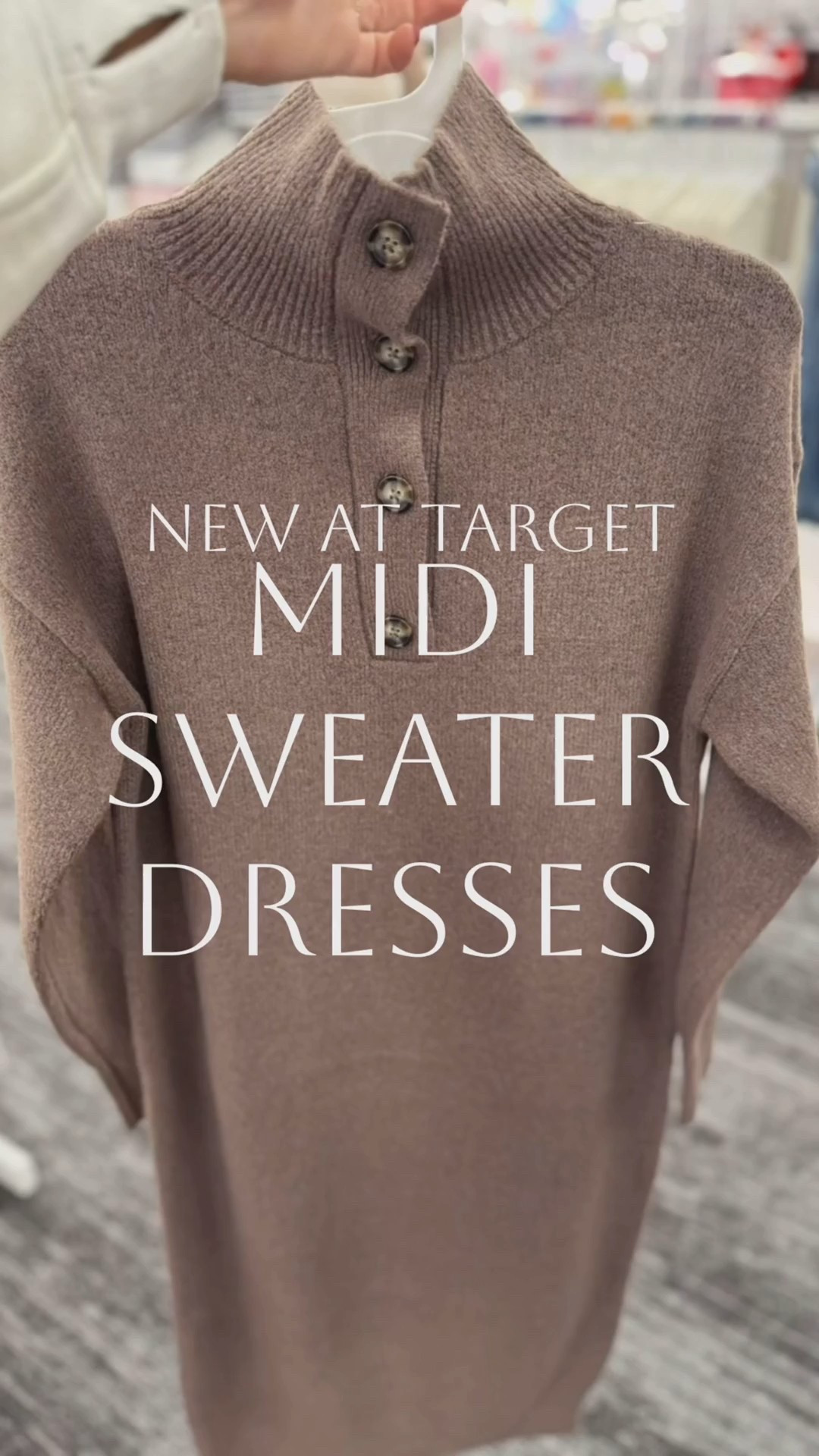 Midi sweater dresses // brand new at Target‼️Thanksgiving outfit idea!🍂 How cute are these new arrivals from Target?! I love these midi sweater dress so much- I may have grabbed both colors! 😇 Check back for a try-on reel soon! Such a classic and comfy dress for fall and winter! Love the button detail and the high neck! And the ribbed details are so cute! Pair this dress with an added layer like a jacket, blazer, or vest, too! So soft and not itchy! Dress up for date night, church, and special occasions with heels or boots! Brown and cream available, XS-4X. Which color do you like?👇🏻


#LTKFindsUnder50 #LTKHoliday #LTKWorkwear