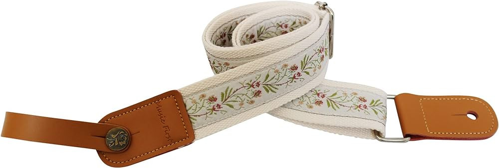 MUSIC FIRST Original Design Vintage Floral Embroidered & Genuine Leather Ukulele Strap Ukulele Sh... | Amazon (US)