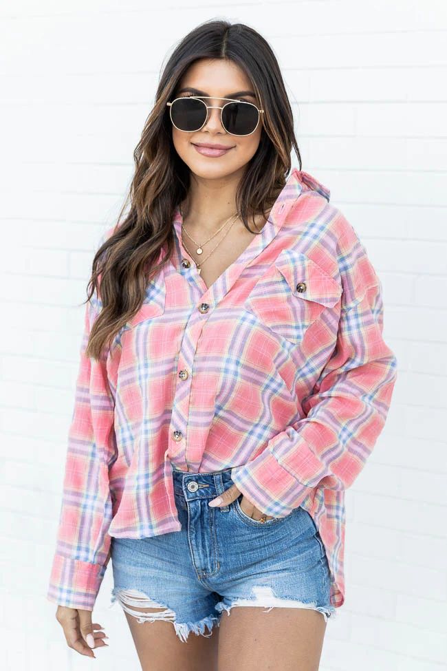 Flattering Style Red Multi Plaid Button Up Blouse FINAL SALE | Pink Lily