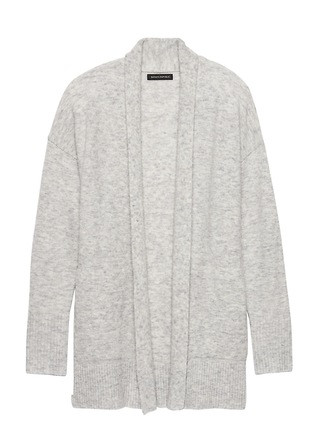 Banana Republic Womens Petite Aire Long Open Cardigan Heather Light Gray Size L | Banana Republic US