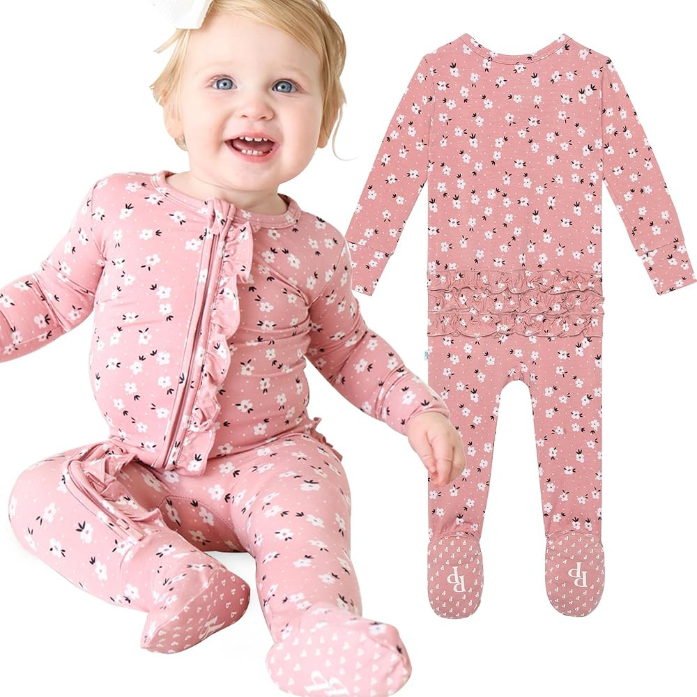 Posh Peanut Baby Girl Sleepers - Viscose from Bamboo Baby Pajamas & 2 Way Zipper Sleepers - Ruffl... | Amazon (US)