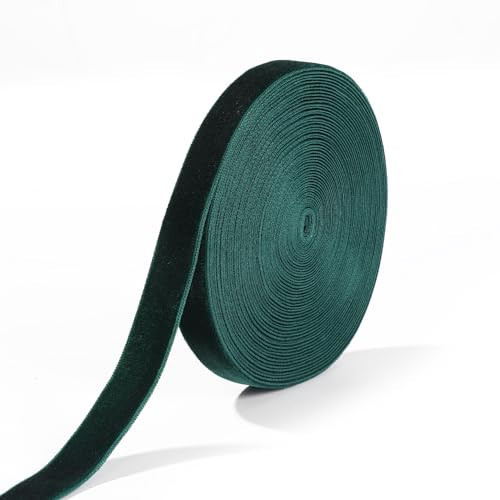 Velvet Ribbon for Gift Wrapping Flower Bouquet Crafts Hair Fabric Ribbon Bows (Green, 5/8" 10yards) | Amazon (US)