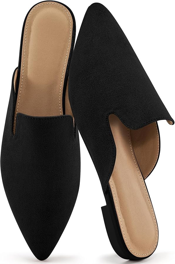 Ecetana Womens Mules Flats 2026 Pointed Toe Dressy Slip On Work Shoes for Business Comfortable Ca... | Amazon (US)