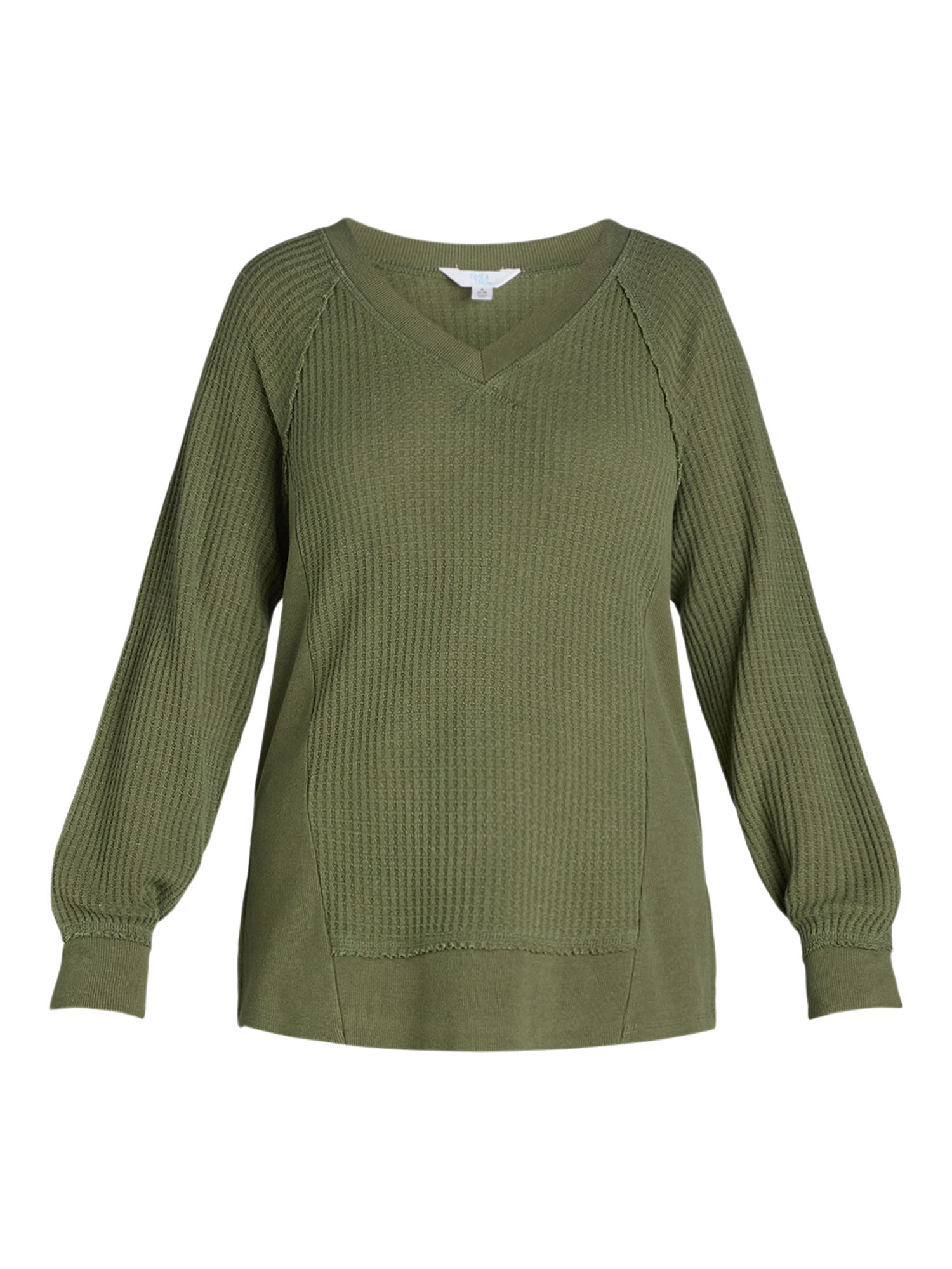 Time and Tru Women's Waffle Knit Sweatshirt, Sizes XS-XXXL | Walmart (US)